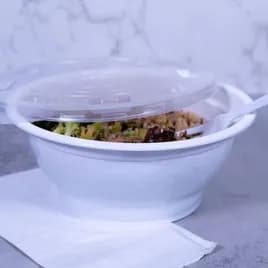 Bowl & Lid Combo 30 OZ Plastic White Microwave Safe 150/Case