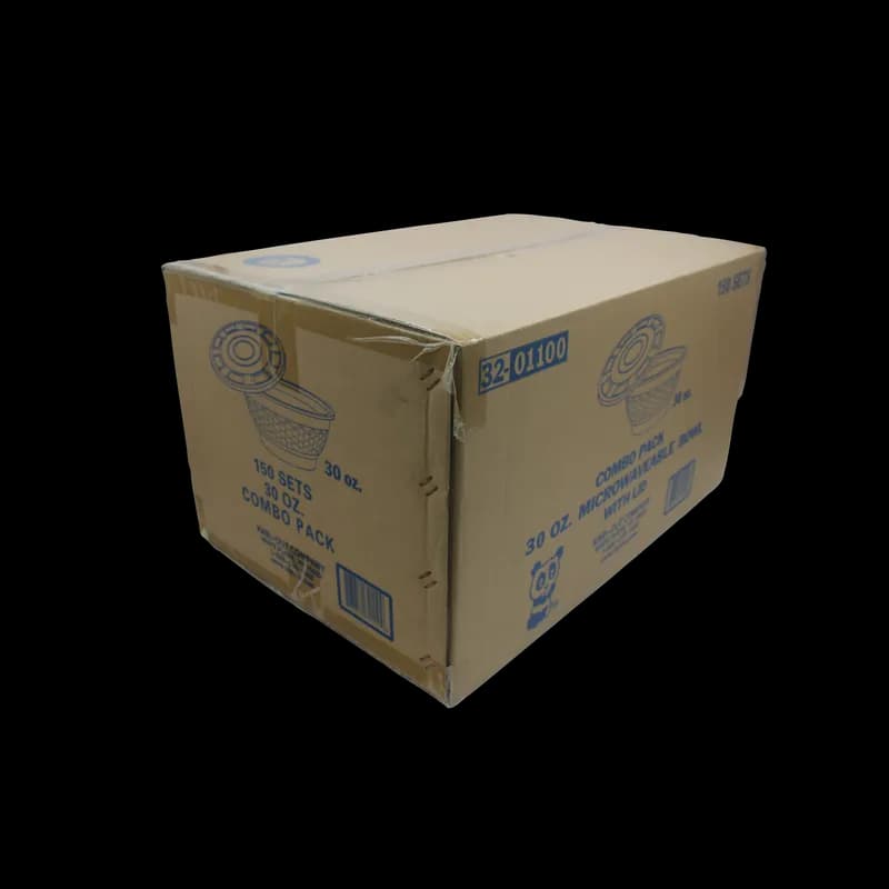 Bowl & Lid Combo 30 OZ Plastic White Microwave Safe 150/Case