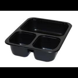 Take-Out Container Base 6.5X8.5 IN 3 Compartment CPET Black Rectangle Oven Safe 390/Case