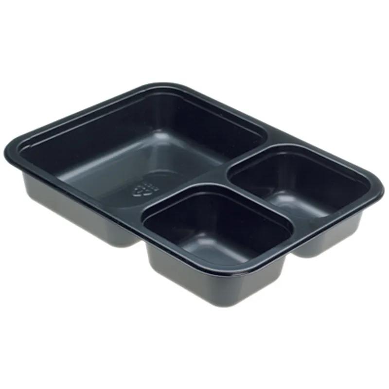 Take-Out Container Base 6.5X8.5X1.5 IN CPET Black Rectangle Oven Safe 390/Case