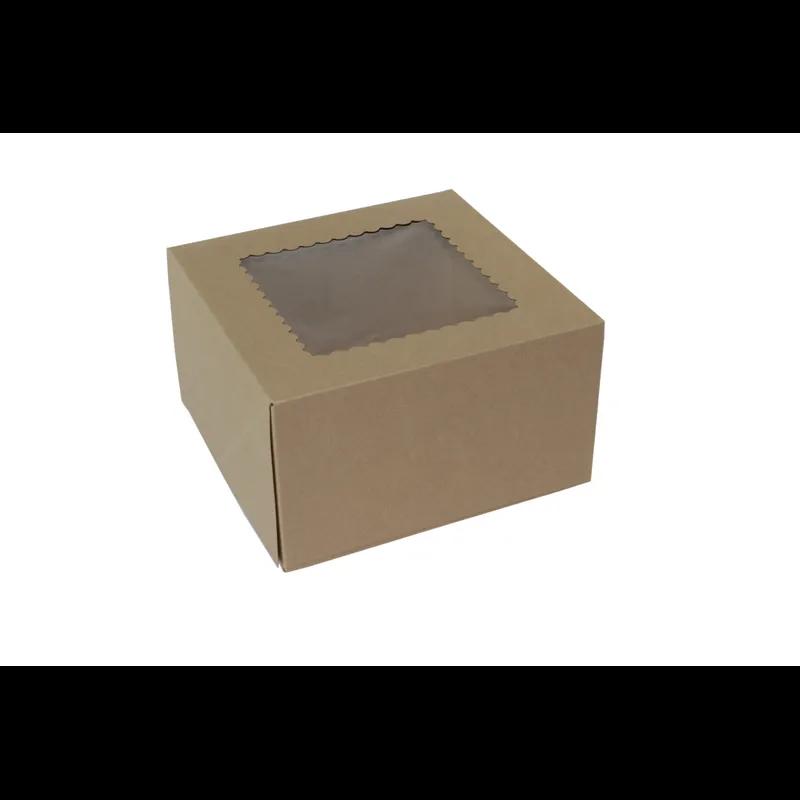 Bakery Box 9X9X5 IN Paperboard Kraft 4 Corner 1-Piece Automatic With Window 100/Bundle