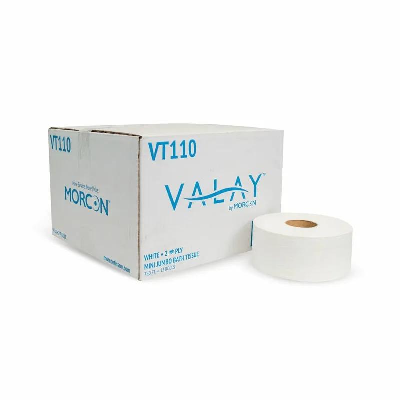 Valay® Toilet Paper & Tissue Roll 2PLY Mini Jumbo Roll Tissue (JRT) 12/Case