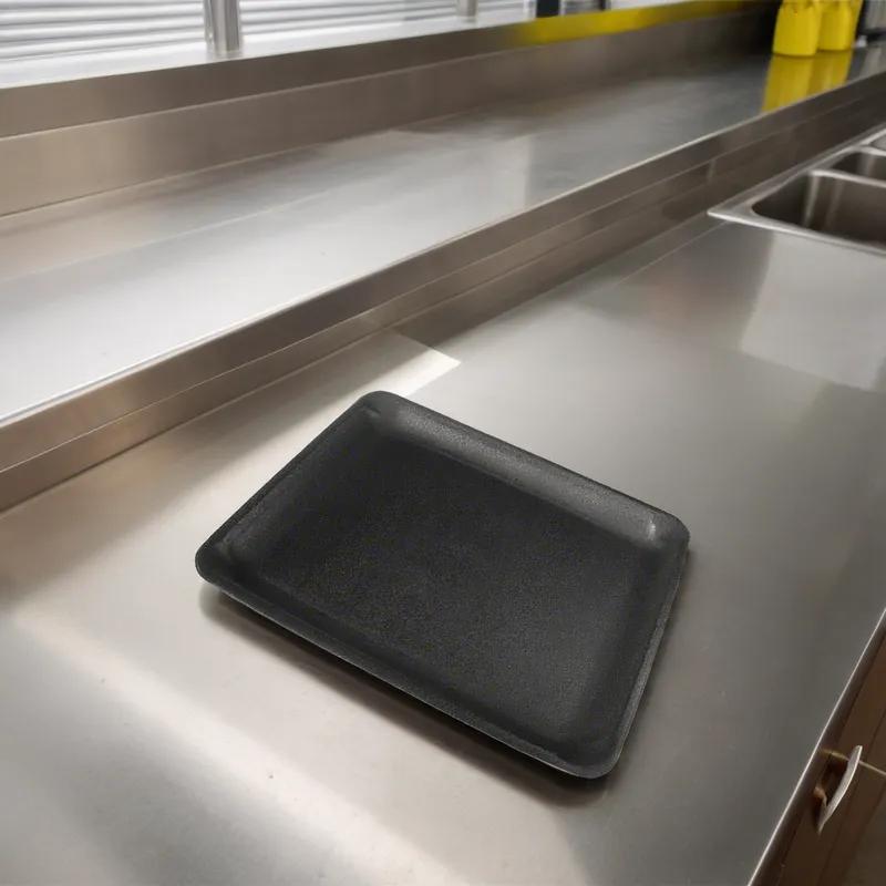 9L Meat Tray 9.25X12.31X1.19 IN Polystyrene Foam Black Rectangle Heavy 250/Bundle