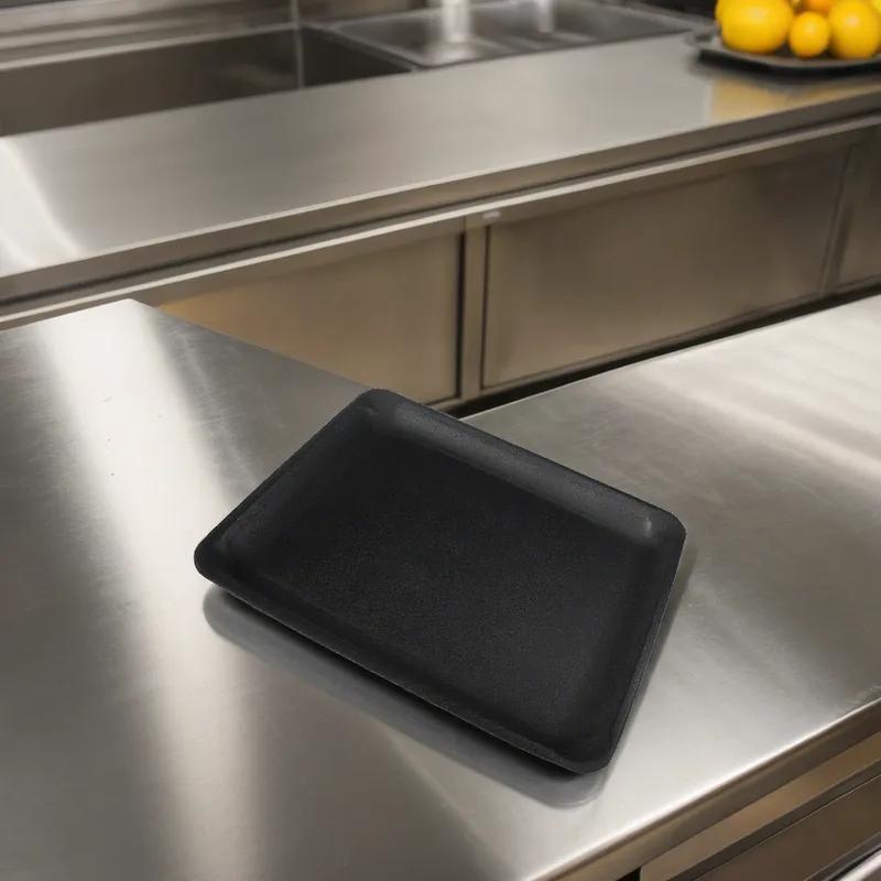 9L Meat Tray 9.25X12.31X1.19 IN Polystyrene Foam Black Rectangle Heavy 250/Bundle