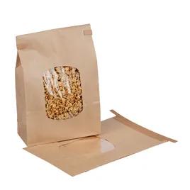 Coffee Bag 6X2.75X9.5 IN Paper 1.5# Natural Plain With Tin Ties Closure With Window 500/Case