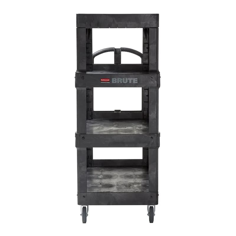 Brute® Utility Cart Large (LG) 55.30X26.50X12.30 IN 700 LB Black Resin 4-Shelf Ergonomic Handle 5 IN TPR Caster 1/Each