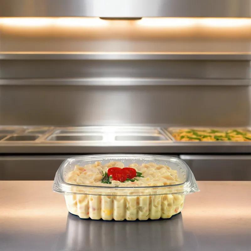 Crystal Seal® Deli Container Hinged With Flat Lid 24 OZ PET Clear Square 200/Case