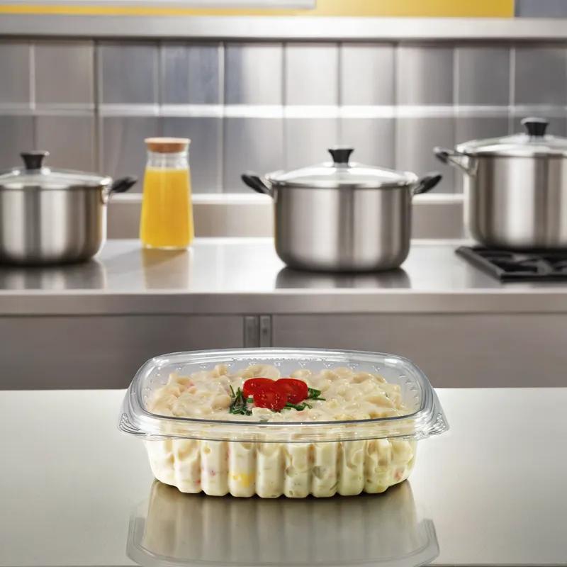 Crystal Seal® Deli Container Hinged With Flat Lid 24 OZ PET Clear Square 200/Case