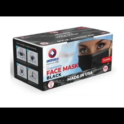 Mask Black 3PLY Ear Loop 40/Case