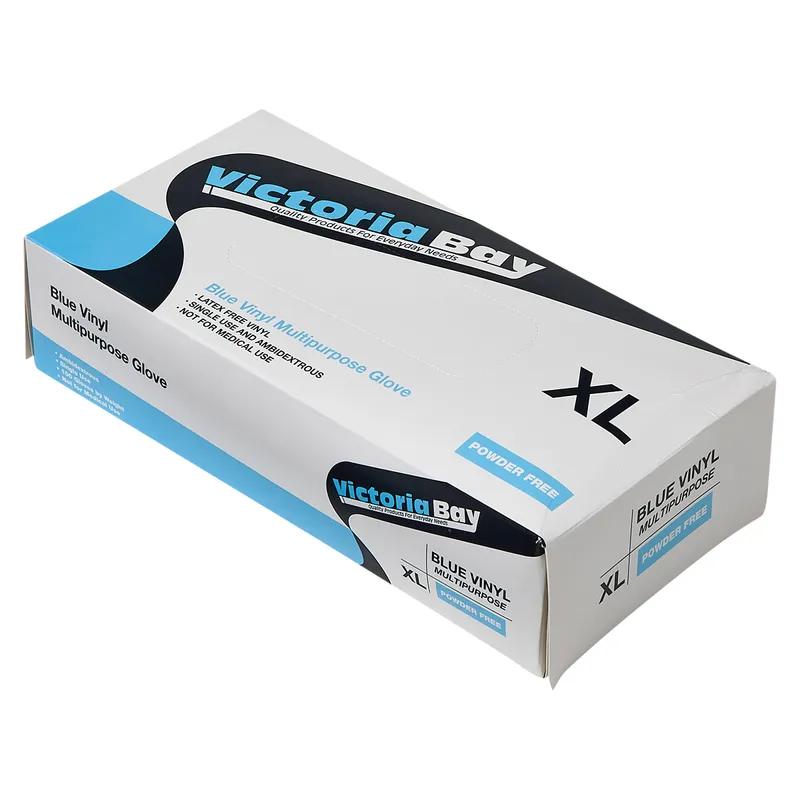 Victoria Bay General Purpose Gloves XL Blue Vinyl Disposable Powder-Free 100 Count/Pack 10 Packs/Case 1000 Count/Case
