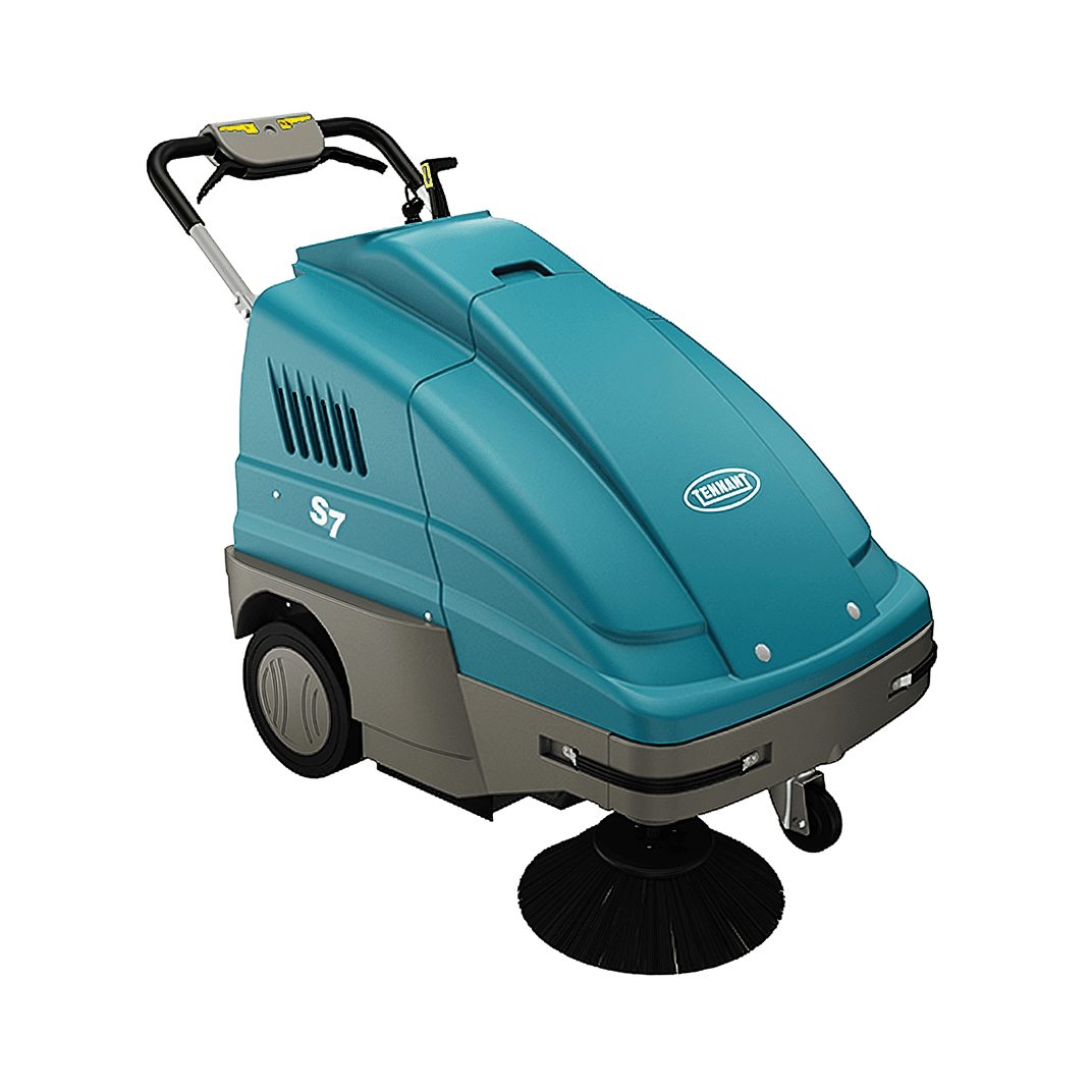 S7 Floor Sweeper 49X29X37.75 IN 1.6 Cubic Foot 28IN Teal 12v With 28IN Head Cordless Walk Behind Battery 1/Each