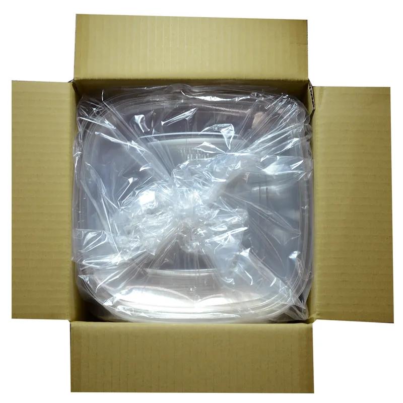 Super Bowl Plus Lid Flat XL 10.8X10.8X0.25 IN PE Clear Square For 48-80-160 OZ Container 50/Case