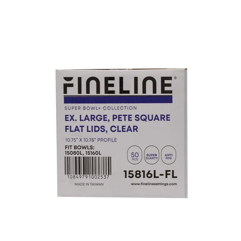 Super Bowl Plus Lid Flat XL 10.8X10.8X0.25 IN PE Clear Square For 48-80-160 OZ Container 50/Case