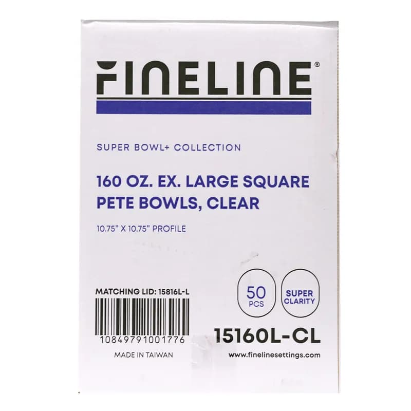 Bowl 160 OZ Plastic Clear Square 50/Case