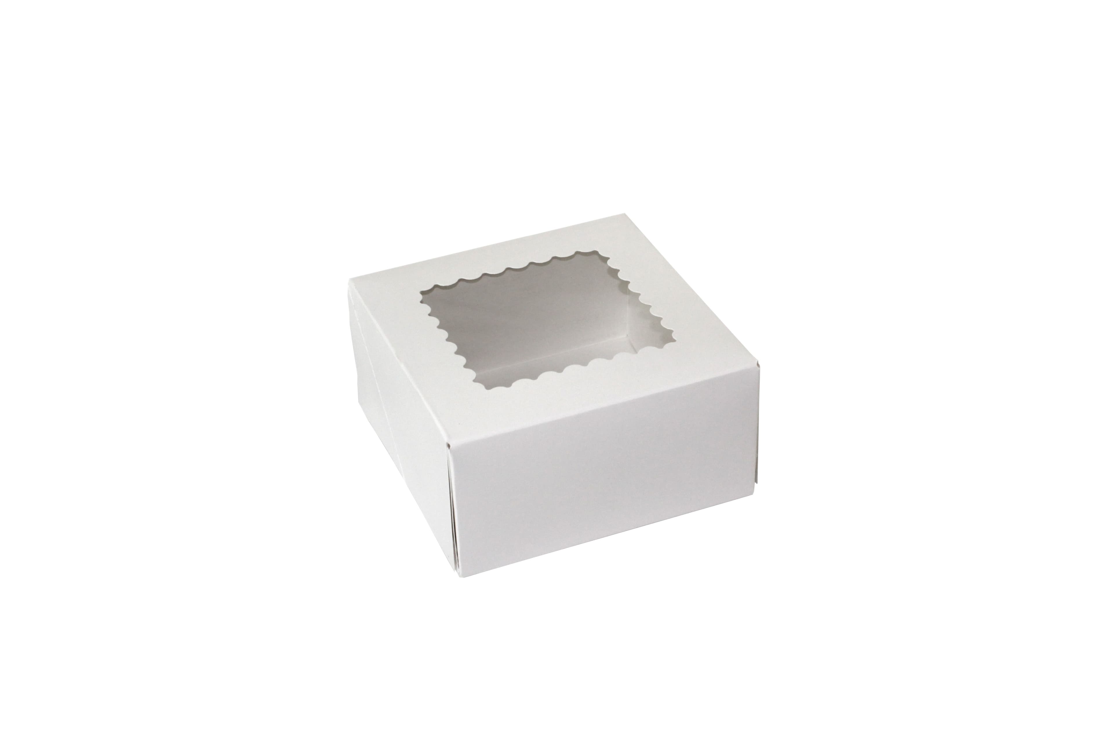 Bakery Box 6X6X3 IN Paperboard White 6 Corner 1-Piece Automatic With Window 200/Case