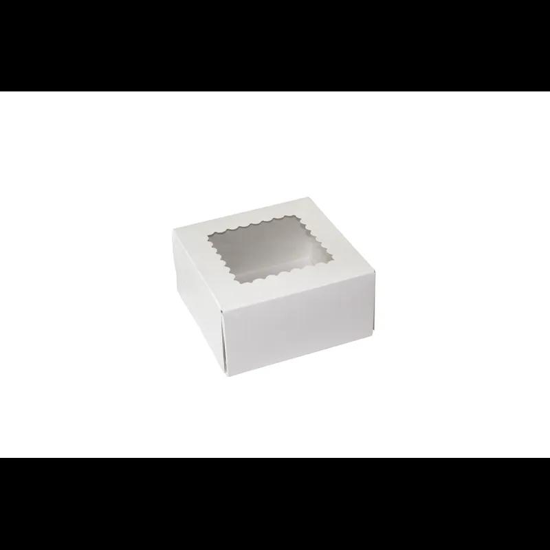 Bakery Box 6X6X3 IN Paperboard White 6 Corner 1-Piece Automatic With Window 200/Case