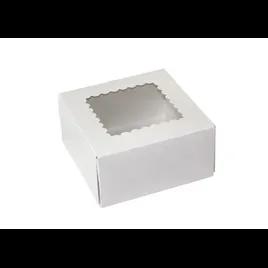 Bakery Box 6X6X3 IN SBS Paperboard White Square 6 Corner Beers With Window 200/Case