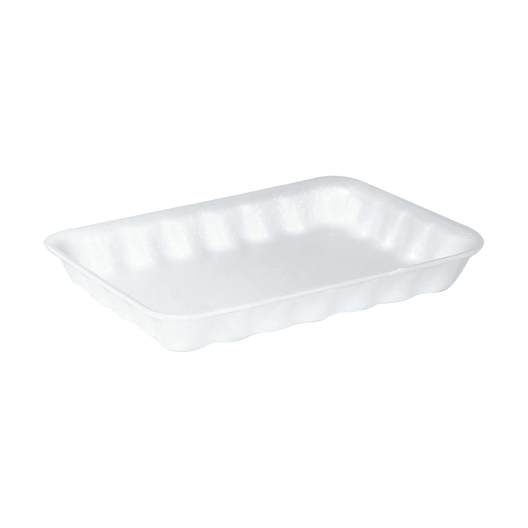 4P Meat Tray 6.75X9.25X1.31 IN Polystyrene Foam White Rectangle 500/Case