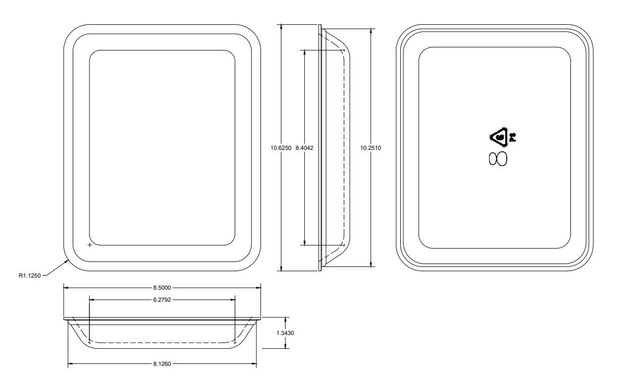8 Meat Tray 8.5X10.63X1.34 IN Polystyrene Foam White Rectangle Heavy 400/Case