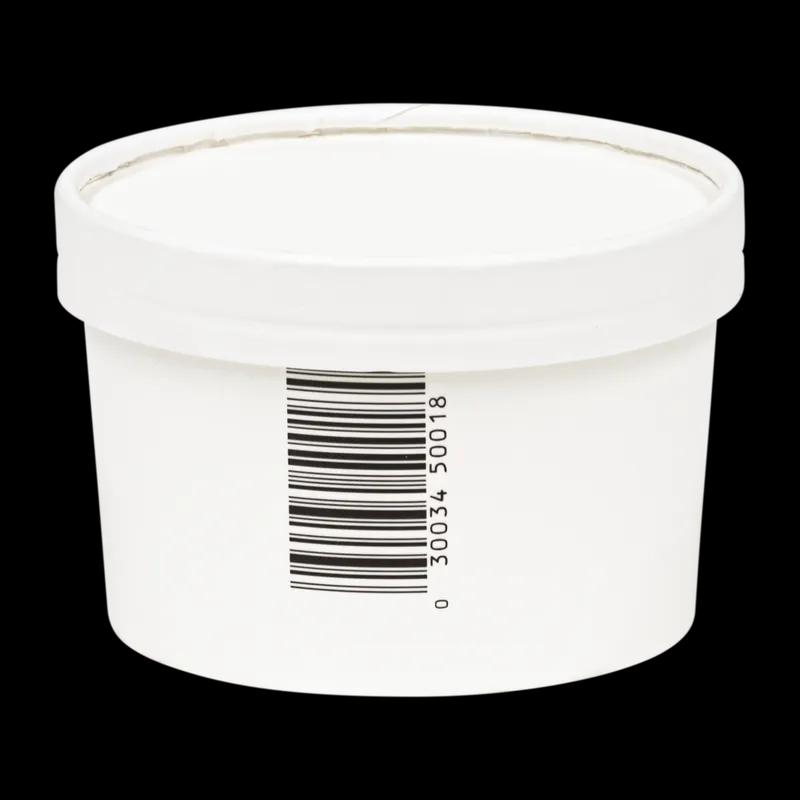 Soup Food Container 16 OZ SBS Paperboard Poly-Coated Paper White Squat Barcode Bulk 500/Case