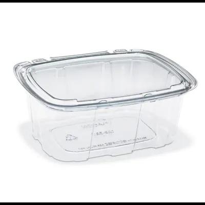 Crystal Seal® Deli Container Hinged With Flat Lid 16 OZ PET Clear Rectangle 200/Case