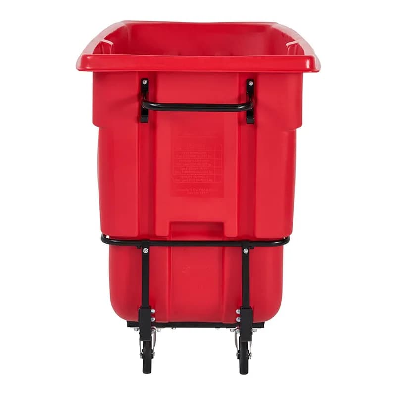 Utility Tilt Truck 1 Cubic Yard 1250 LB Red Black Resin FDA Compliant 5 IN Swivel Caster Standard Duty Rotomolded 1/Each
