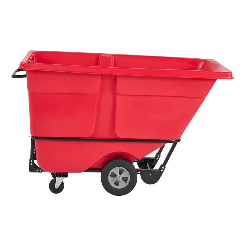 Utility Tilt Truck 1 Cubic Yard 1250 LB Red Black Resin FDA Compliant 5 IN Swivel Caster Standard Duty Rotomolded 1/Each