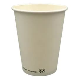 Hot Cup 12 OZ Single Wall Poly-Coated Paper PLA White 1000/Case
