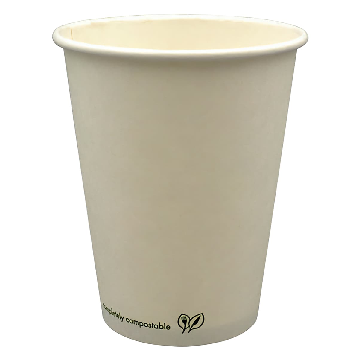 Hot Cup 12 OZ Single Wall Poly-Coated Paper PLA White 1000/Case