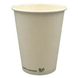 Hot Cup 12 OZ Single Wall Poly-Coated Paper PLA White 1000/Case