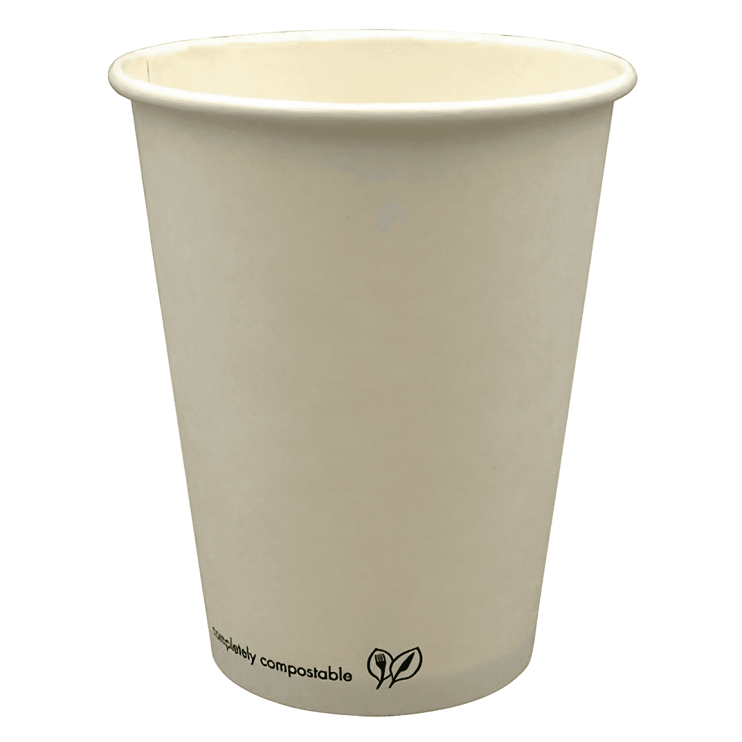 Hot Cup 12 OZ Single Wall Poly-Coated Paper PLA White 1000/Case
