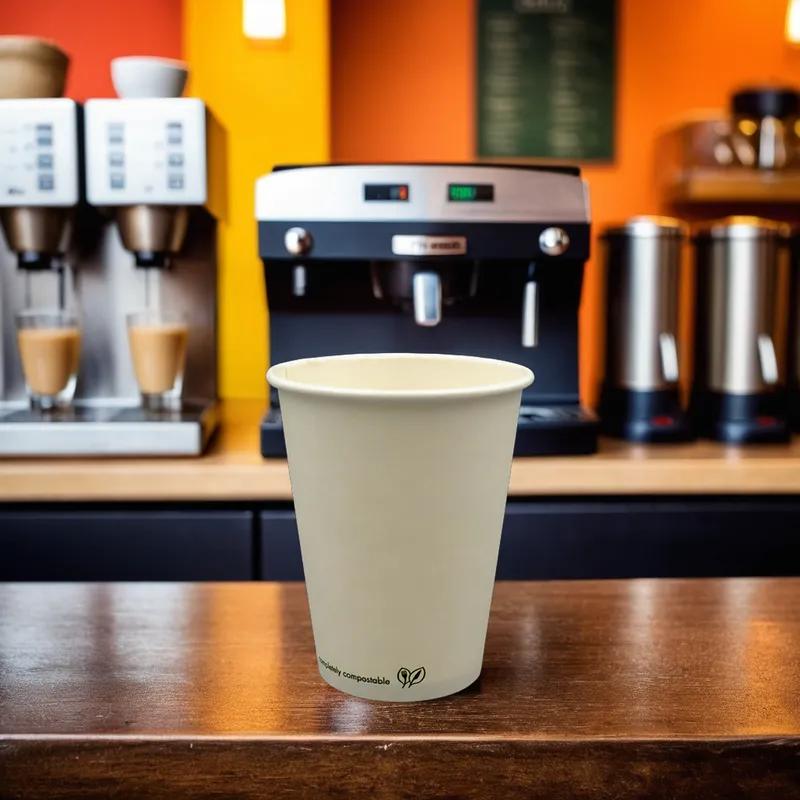 Hot Cup 12 OZ Single Wall Poly-Coated Paper PLA White 1000/Case