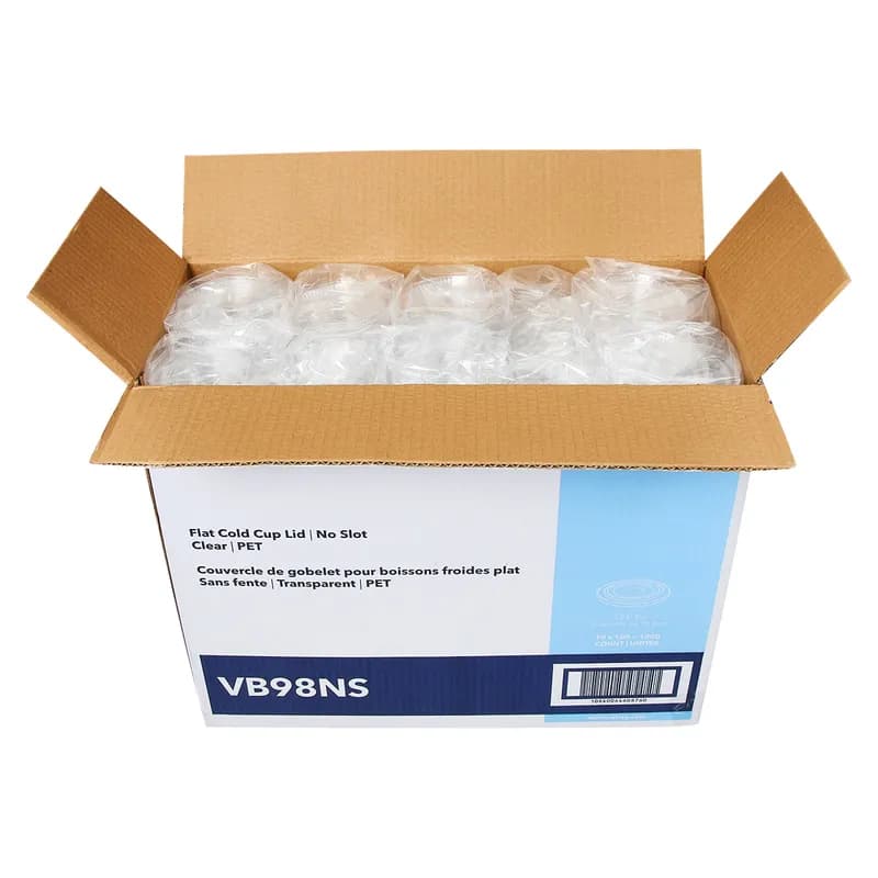 Victoria Bay Lid Flat 98MM PET For 12-24 OZ Cold Cup No Hole 50 Count/Pack 20 Packs/Case 1000 Count/Case