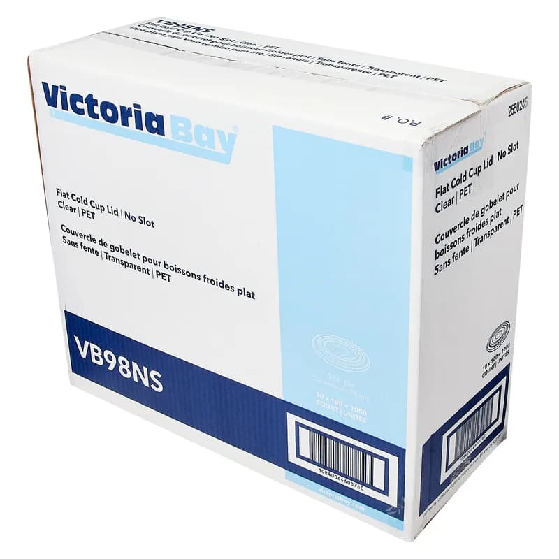 Victoria Bay Lid Flat 98MM PET For 12-24 OZ Cold Cup No Hole 50 Count/Pack 20 Packs/Case 1000 Count/Case