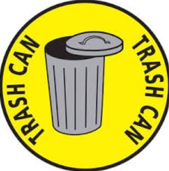 Sign 12 IN Paper Yellow Black Wide Floor Marking With Trash Can 1/Each