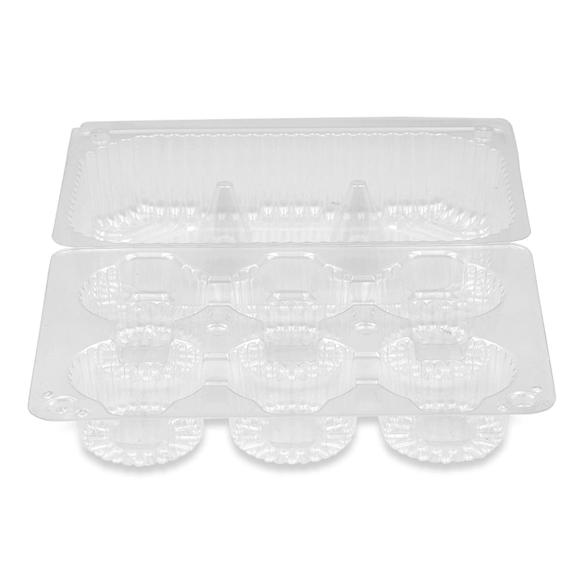 Muffin Cupcake Container 9X6.5X3.125 IN 6 Compartment Clear 350/Case