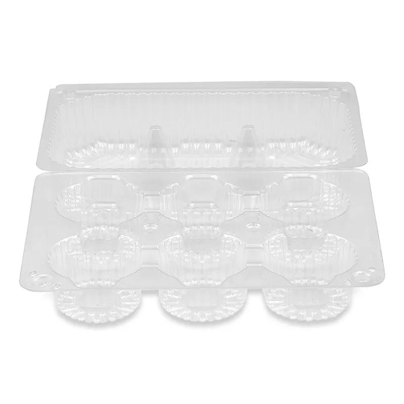 Muffin Cupcake Container 9X6.5X3.125 IN 6 Compartment Clear 350/Case