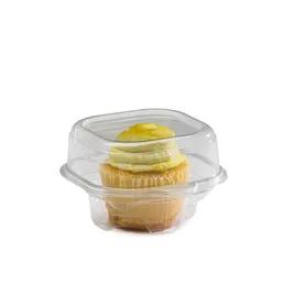 The BOTTLEBOX ® Cupcake Hinged Container With Dome Lid 4.87X4.25X3.13 IN RPET Clear Square 200/Case