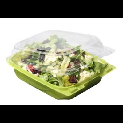 The BOTTLEBOX ® Take-Out Container Hinged With Dome Lid 8.6X6.6X2.88 IN RPET Green Clear Rectangle Long 250/Case