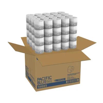 Pacific Blue Basic Toilet Paper & Tissue Roll 3.5X4 IN 2PLY White Embossed Standard 550 Sheets/Roll 80 Rolls/Case