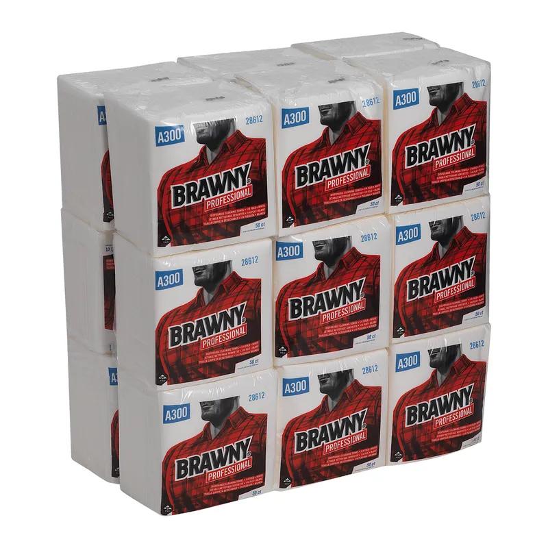 Brawny® Professional Cleaning Wipe 12X13 IN 1 White 1/4 Fold Disposable 50 Sheets/Pack 18 Packs/Case 900 Sheets/Case