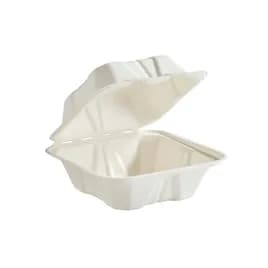 Take-Out Container Hinged With Dome Lid 6X6X3 IN Molded Fiber White Square 400/Case
