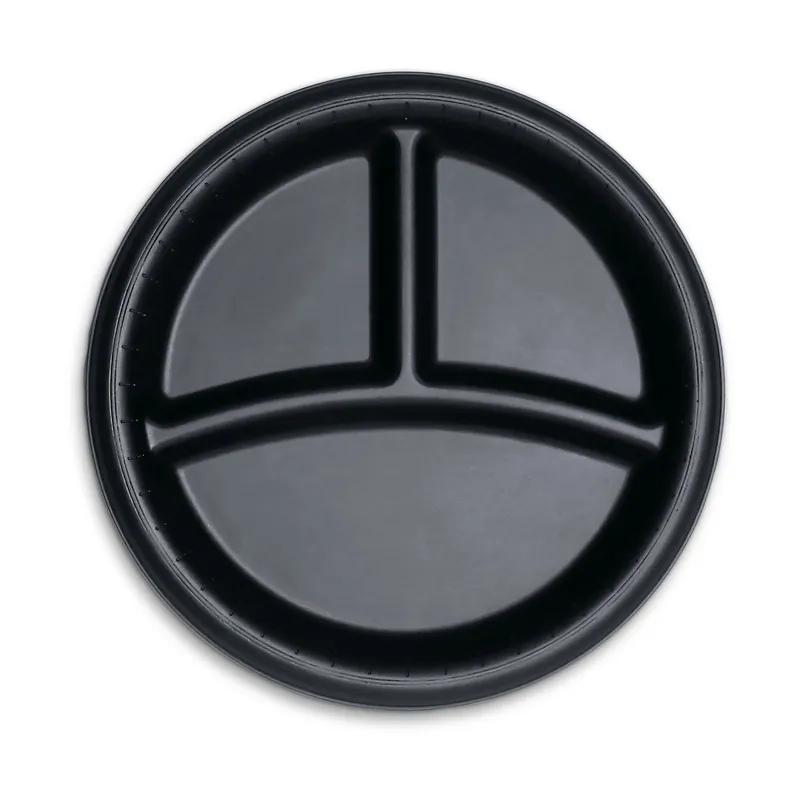 Dinex® Plate 9 IN 3 Compartment PP Black Round 500/Case