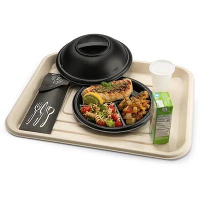 Dinex® Plate 9 IN 3 Compartment PP Black Round 500/Case