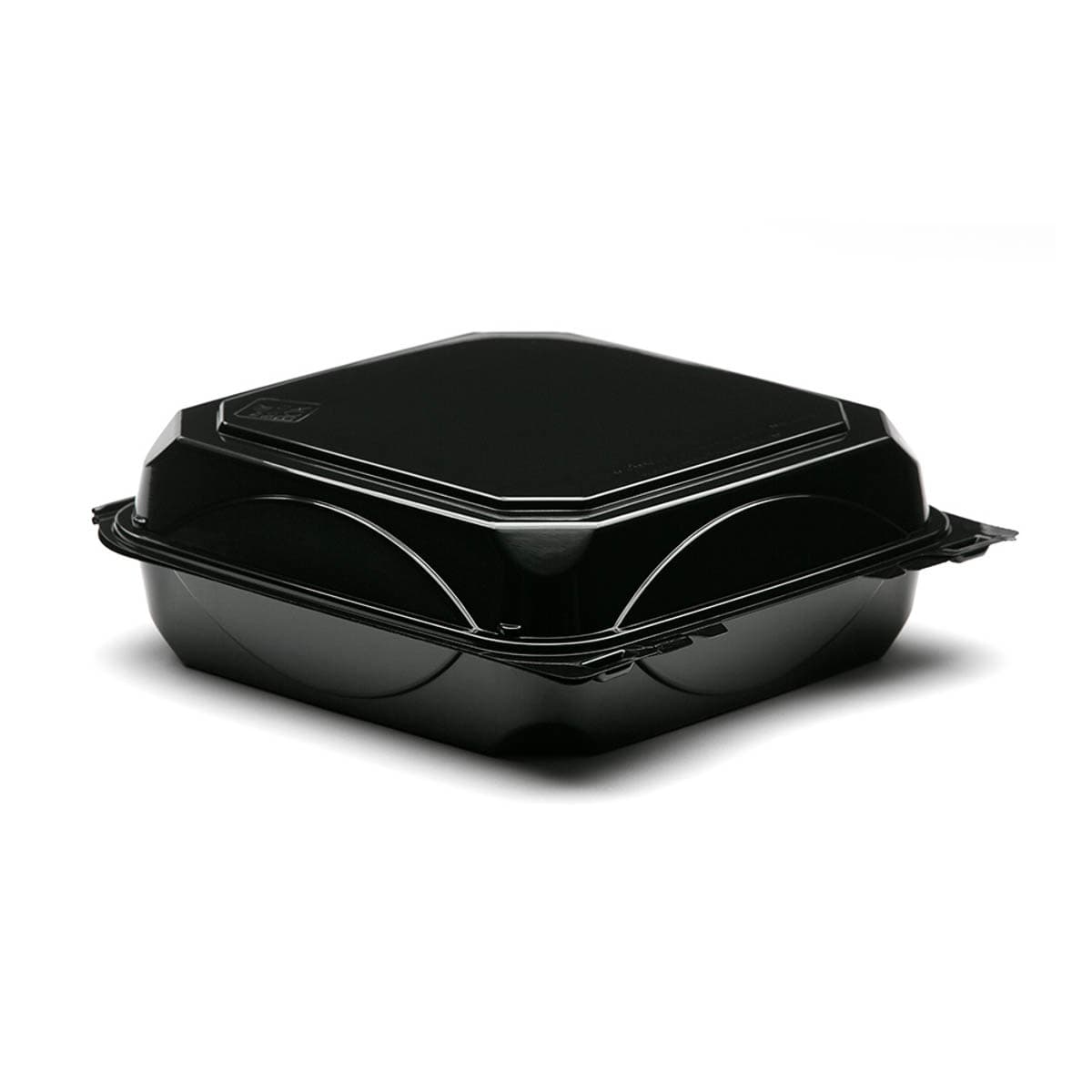 The BOTTLEBOX ® Take-Out Container Hinged 8.46X7.96X2.88 IN RPET Black Rectangle 200/Case