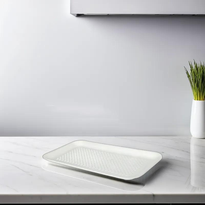 10S Meat Tray 11X5.8X0.625 IN 1 Compartment Polystyrene Foam White Rectangle 500/Case