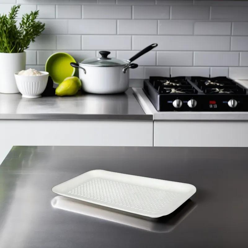 10S Meat Tray 11X5.8X0.625 IN 1 Compartment Polystyrene Foam White Rectangle 500/Case