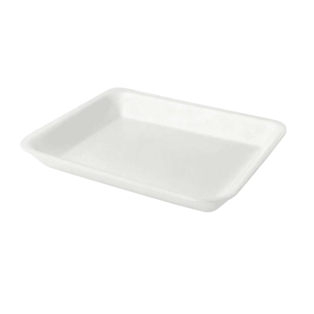2D Meat Tray 8.25X5.75X1.25 IN 1 Compartment Polystyrene Foam White Rectangle 500/Case