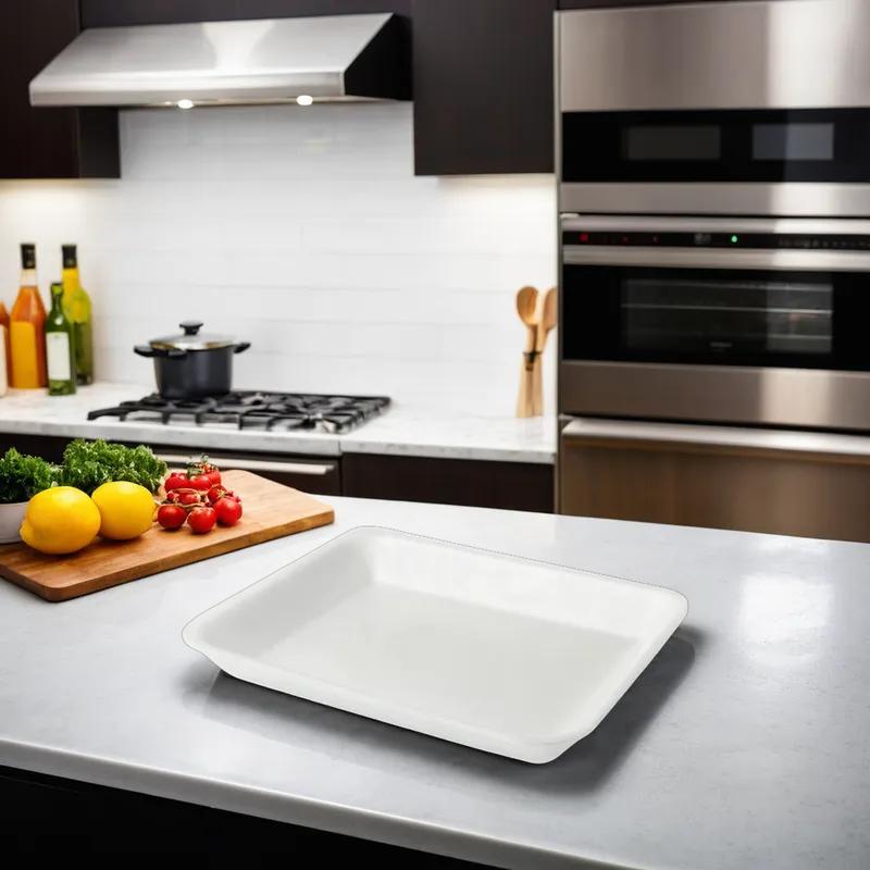 2D Meat Tray 8.25X5.75X1.25 IN 1 Compartment Polystyrene Foam White Rectangle 500/Case