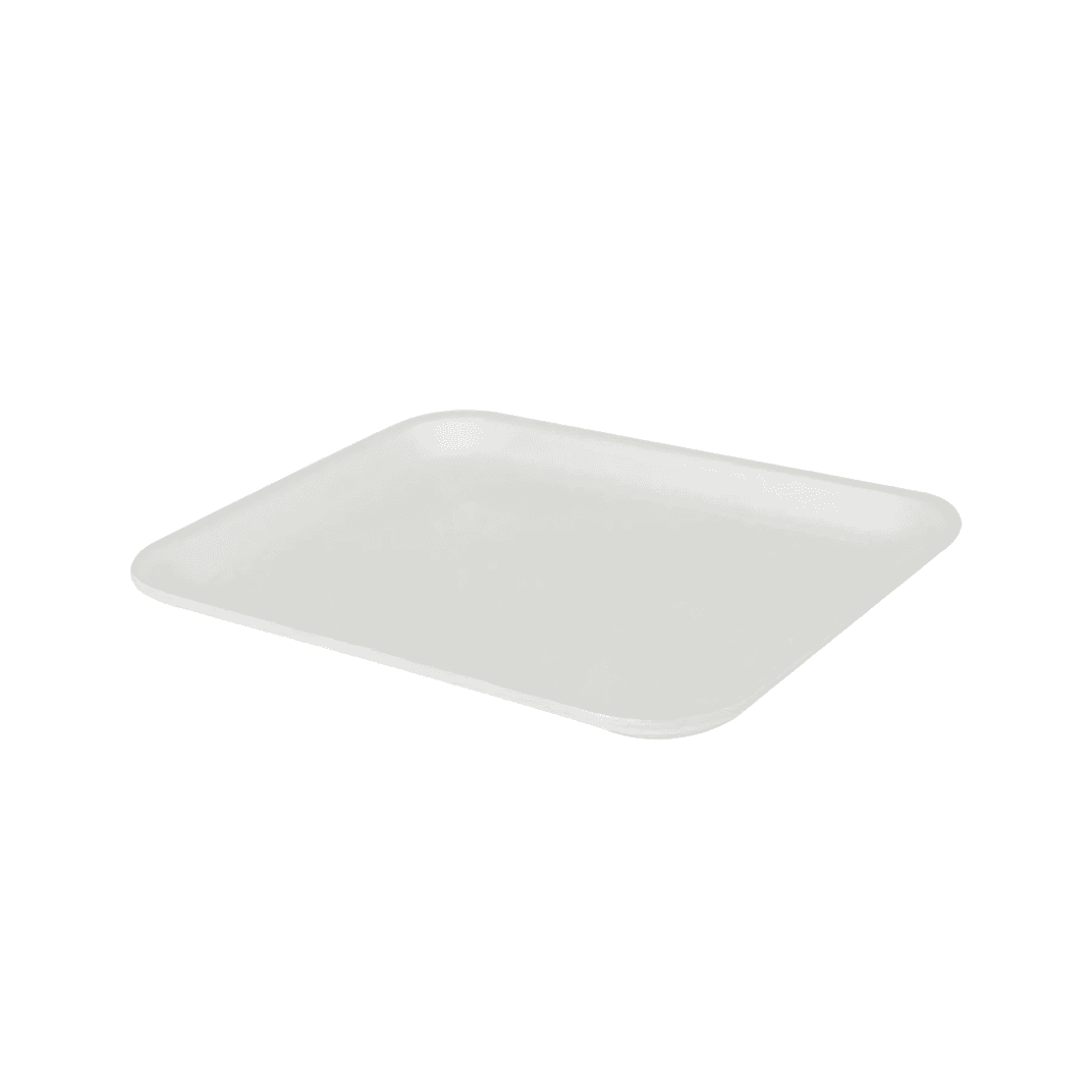 4S Meat Tray 9.44X7.28X0.625 IN 1 Compartment Polystyrene Foam White Rectangle 500/Case
